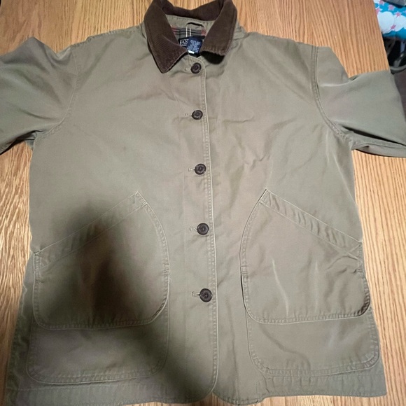 Lands' End Tan Barn Jacket with Brown Collar - Picture 3 of 10